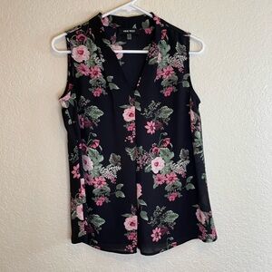 Nine West Sleeveless floral Sheer Blouse